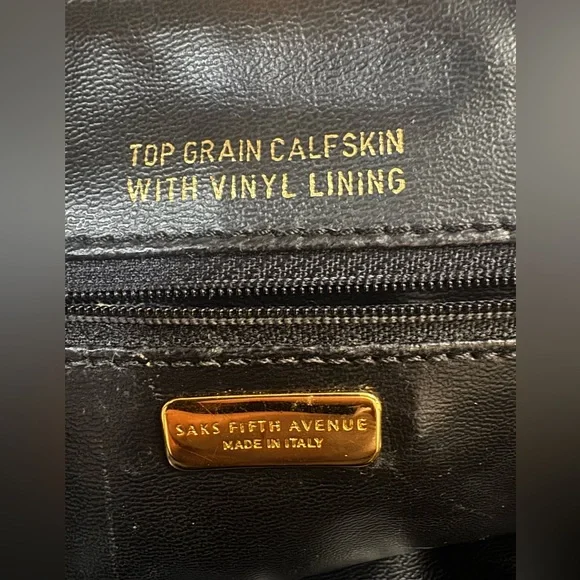 Saks Fifth Avenue Black Croc-Embossed top grain calf leather Crossbody Bag - Picture 2 of 14